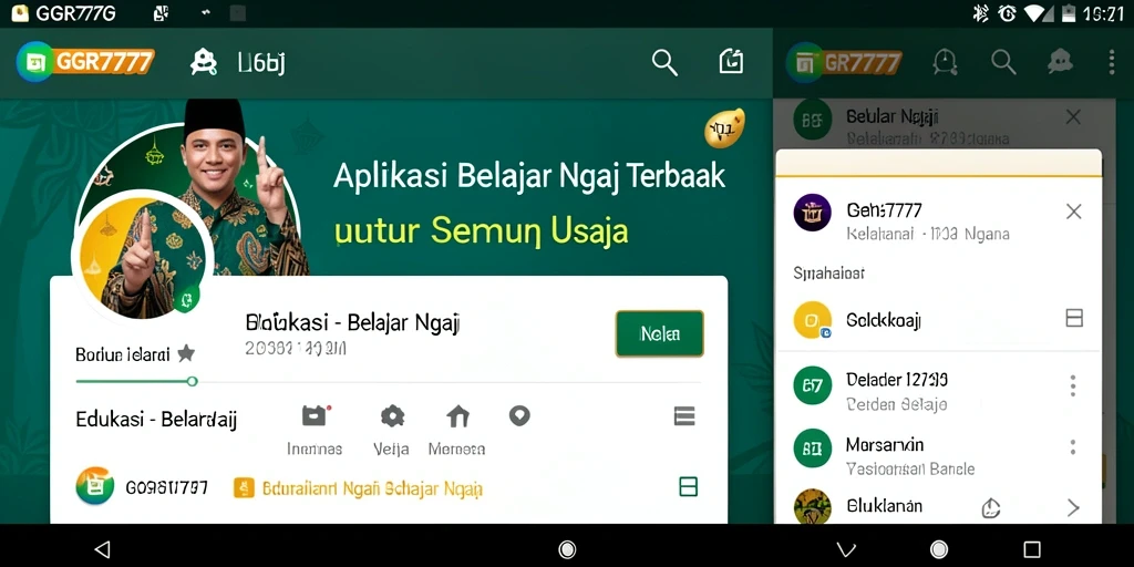 Tampilan interaktif GGR7777 dalam belajar mengaji.