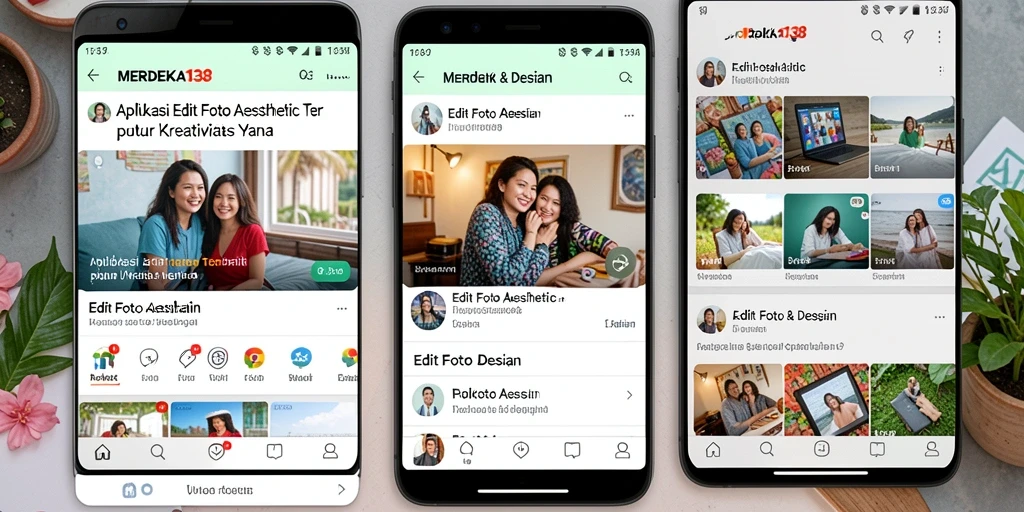 Antarmuka aplikasi MERDEKA138 yang modern dan fungsional untuk edit foto aesthetic.