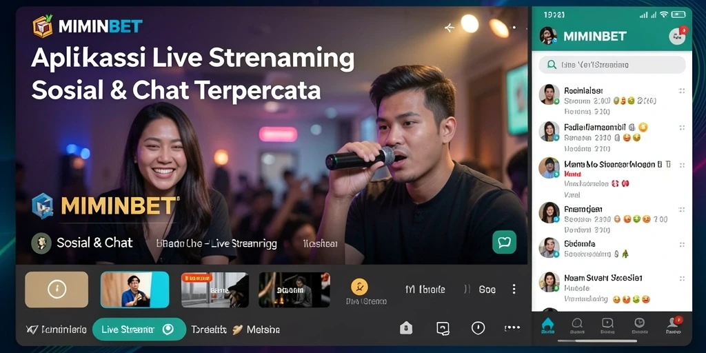 Antarmuka MIMINBET menampilkan fungsi Live Streaming yang interaktif.