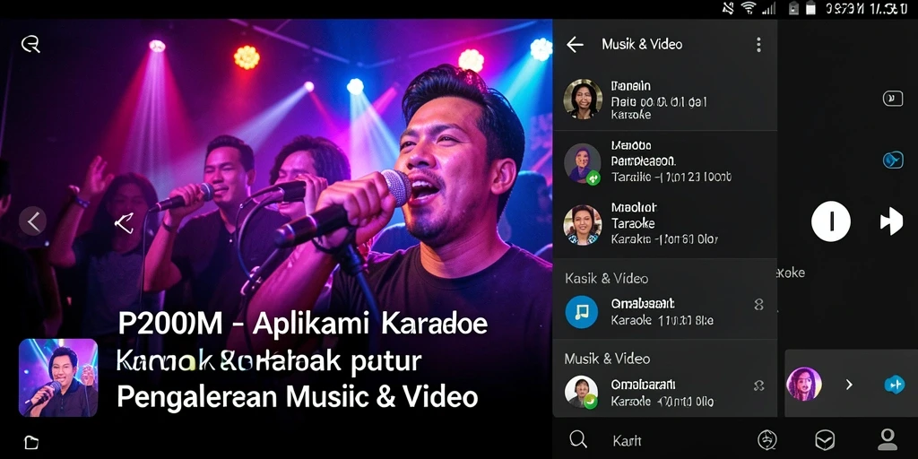 Tampilan antarmuka aplikasi Karaoke P200M yang menarik dan user-friendly.