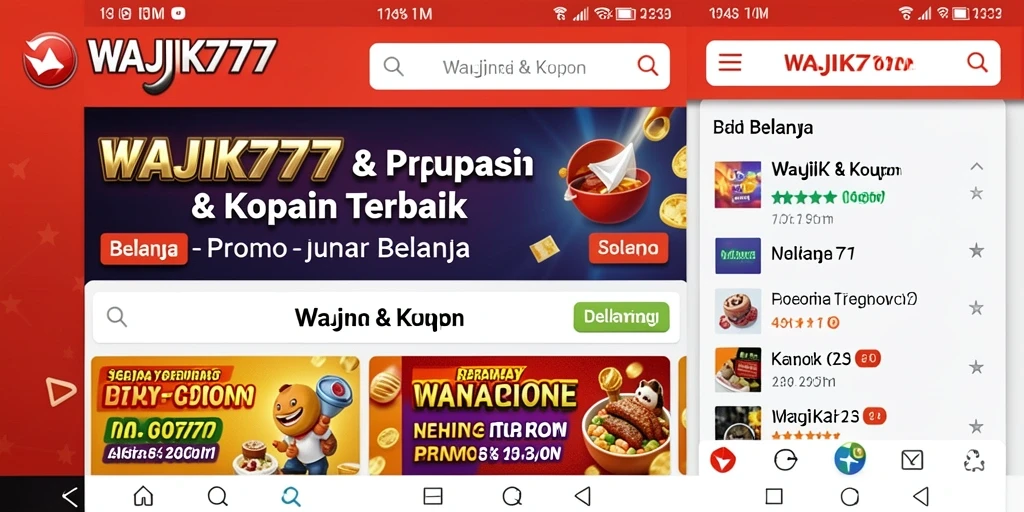 Tampilan antarmuka aplikasi WAJIK777 untuk promo dan kupon.